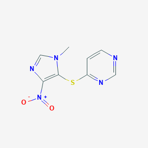 molecular formula C8H7N5O2S B215379 Pyrimidine, 4-[(1-methyl-4-nitro-1H-imidazol-5-yl)thio]- 