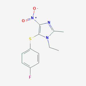 molecular formula C12H12FN3O2S B215389 1-ethyl-5-[(4-fluorophenyl)sulfanyl]-4-nitro-2-methyl-1H-imidazole 