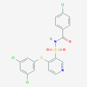 molecular formula C18H11Cl3N2O3S2 B215393 N-(4-chlorobenzoyl)-4-[(3,5-dichlorophenyl)sulfanyl]-3-pyridinesulfonamide 