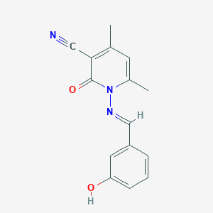 molecular formula C15H13N3O2 B215401 1-{[(1E)-(3-hydroxyphenyl)methylene]amino}-4,6-dimethyl-2-oxo-1,2-dihydropyridine-3-carbonitrile 