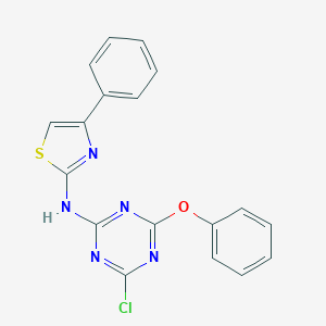 4-chloro-6-phenoxy-N-(4-phenyl-1,3-thiazol-2-yl)-1,3,5-triazin-2-amine