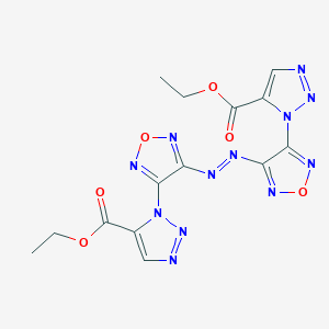 ethyl 1-[4-({4-[5-(ethoxycarbonyl)-1H-1,2,3-triazol-1-yl]-1,2,5-oxadiazol-3-yl}diazenyl)-1,2,5-oxadiazol-3-yl]-1H-1,2,3-triazole-5-carboxylate