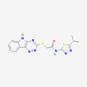 molecular formula C16H15N7OS2 B215407 N-(5-isopropyl-1,3,4-thiadiazol-2-yl)-2-(5H-[1,2,4]triazino[5,6-b]indol-3-ylsulfanyl)acetamide 