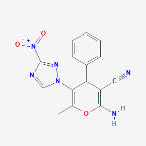 2-amino-5-{3-nitro-1H-1,2,4-triazol-1-yl}-6-methyl-4-phenyl-4H-pyran-3-carbonitrile