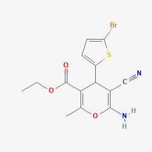 ethyl 6-amino-4-(5-bromo-2-thienyl)-5-cyano-2-methyl-4H-pyran-3-carboxylate