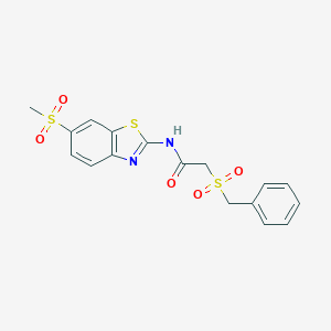 molecular formula C17H16N2O5S3 B215439 2-(benzylsulfonyl)-N-[6-(methylsulfonyl)-1,3-benzothiazol-2-yl]acetamide 