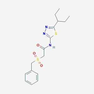 molecular formula C16H21N3O3S2 B215446 N-[5-(1-Ethyl-propyl)-[1,3,4]thiadiazol-2-yl]-2-phenylmethanesulfonyl-acetamide 