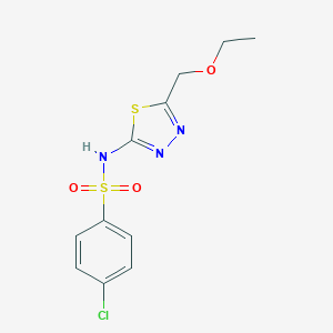 molecular formula C11H12ClN3O3S2 B215463 4-chloro-N-[5-(ethoxymethyl)-1,3,4-thiadiazol-2-yl]benzenesulfonamide 