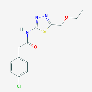 molecular formula C13H14ClN3O2S B215472 2-(4-chlorophenyl)-N-[5-(ethoxymethyl)-1,3,4-thiadiazol-2-yl]acetamide 