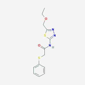 molecular formula C13H15N3O2S2 B215473 N-[5-(乙氧甲基)-1,3,4-噻二唑-2-基]-2-(苯硫基)乙酰胺 