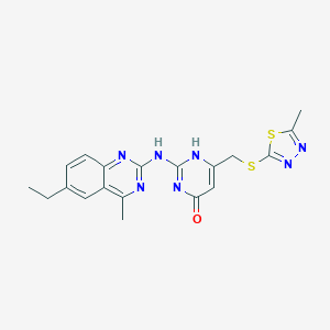 molecular formula C19H19N7OS2 B215519 2-[(6-ethyl-4-methylquinazolin-2-yl)amino]-6-[(5-methyl-1,3,4-thiadiazol-2-yl)sulfanylmethyl]-1H-pyrimidin-4-one 