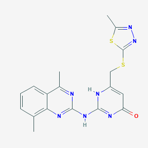 molecular formula C18H17N7OS2 B215520 2-[(4,8-dimethylquinazolin-2-yl)amino]-6-[(5-methyl-1,3,4-thiadiazol-2-yl)sulfanylmethyl]-1H-pyrimidin-4-one 