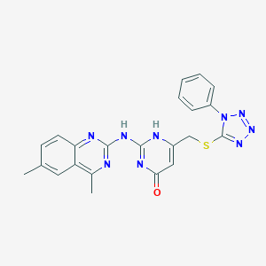 molecular formula C22H19N9OS B215549 2-[(4,6-dimethylquinazolin-2-yl)amino]-6-[(1-phenyltetrazol-5-yl)sulfanylmethyl]-1H-pyrimidin-4-one 