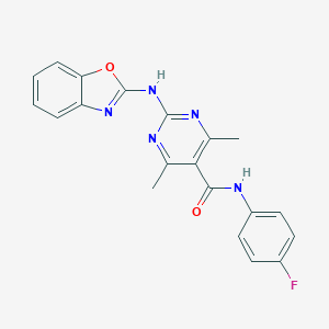 2-(1,3-benzoxazol-2-ylamino)-N-(4-fluorophenyl)-4,6-dimethylpyrimidine-5-carboxamide