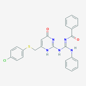 molecular formula C25H20ClN5O2S B215556 N-[anilino-[[6-[(4-chlorophenyl)sulfanylmethyl]-4-oxo-1H-pyrimidin-2-yl]amino]methylidene]benzamide 
