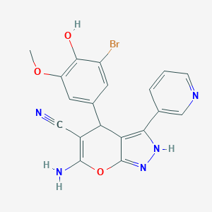 6-Amino-4-(3-bromo-4-hydroxy-5-methoxyphenyl)-3-(3-pyridinyl)-1,4-dihydropyrano[2,3-c]pyrazole-5-carbonitrile