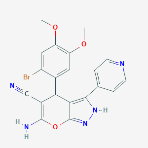 6-Amino-4-(2-bromo-4,5-dimethoxyphenyl)-3-(4-pyridinyl)-1,4-dihydropyrano[2,3-c]pyrazole-5-carbonitrile