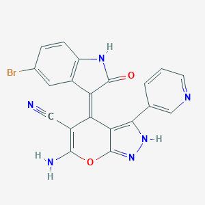 (4Z)-6-amino-4-(5-bromo-2-oxo-1H-indol-3-ylidene)-3-pyridin-3-yl-2H-pyrano[2,3-c]pyrazole-5-carbonitrile