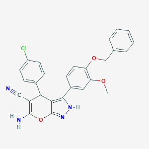 6-Amino-3-[4-(benzyloxy)-3-methoxyphenyl]-4-(4-chlorophenyl)-1,4-dihydropyrano[2,3-c]pyrazole-5-carbonitrile