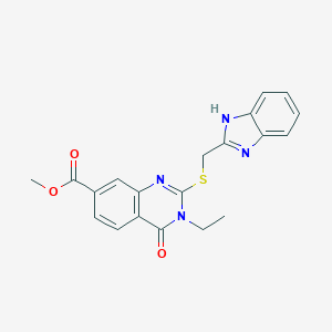 molecular formula C20H18N4O3S B215634 methyl 2-(1H-benzimidazol-2-ylmethylsulfanyl)-3-ethyl-4-oxoquinazoline-7-carboxylate 