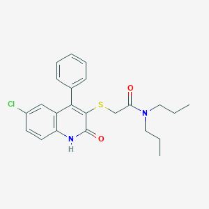 2-[(6-chloro-2-oxo-4-phenyl-1,2-dihydroquinolin-3-yl)thio]-N,N-dipropylacetamide