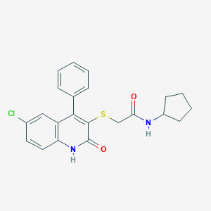 2-[(6-chloro-2-oxo-4-phenyl-1H-quinolin-3-yl)sulfanyl]-N-cyclopentylacetamide
