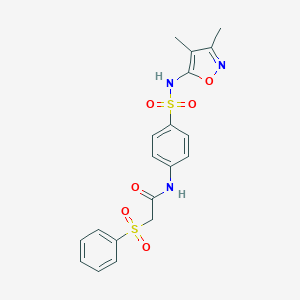 molecular formula C19H19N3O6S2 B215642 N-(4-{[(3,4-dimethyl-5-isoxazolyl)amino]sulfonyl}phenyl)-2-(phenylsulfonyl)acetamide 