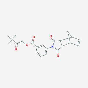 molecular formula C22H23NO5 B215649 3,3-dimethyl-2-oxobutyl 3-(1,3-dioxo-1,3,3a,4,7,7a-hexahydro-2H-4,7-methanoisoindol-2-yl)benzoate 