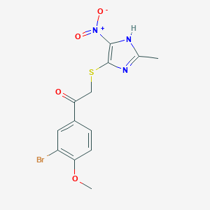 1-(3-bromo-4-methoxyphenyl)-2-({4-nitro-2-methyl-1H-imidazol-5-yl}sulfanyl)ethanone