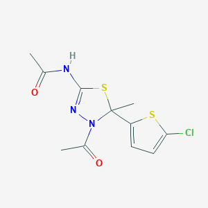 N-[4-acetyl-5-(5-chloro-2-thienyl)-5-methyl-4,5-dihydro-1,3,4-thiadiazol-2-yl]acetamide