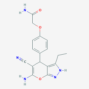 molecular formula C17H17N5O3 B215797 2-[4-(6-Amino-5-cyano-3-ethyl-1,4-dihydropyrano[2,3-c]pyrazol-4-yl)phenoxy]acetamide 