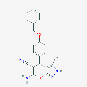 molecular formula C22H20N4O2 B215821 6-Amino-4-[4-(benzyloxy)phenyl]-3-ethyl-1,4-dihydropyrano[2,3-c]pyrazole-5-carbonitrile 