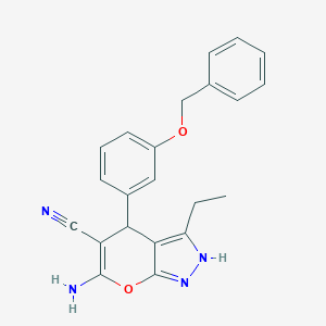 molecular formula C22H20N4O2 B215822 6-Amino-4-[3-(benzyloxy)phenyl]-3-ethyl-1,4-dihydropyrano[2,3-c]pyrazole-5-carbonitrile 