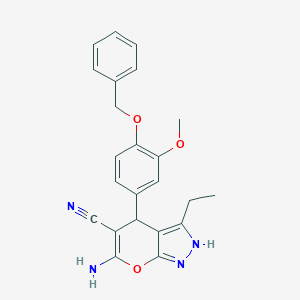 6-Amino-4-[4-(benzyloxy)-3-methoxyphenyl]-3-ethyl-1,4-dihydropyrano[2,3-c]pyrazole-5-carbonitrile