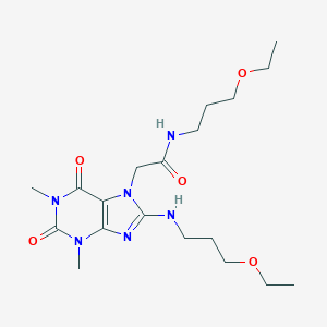 molecular formula C19H32N6O5 B215837 N-(3-ethoxypropyl)-2-{8-[(3-ethoxypropyl)amino]-1,3-dimethyl-2,6-dioxo-1,2,3,6-tetrahydro-7H-purin-7-yl}acetamide 
