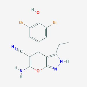molecular formula C15H12Br2N4O2 B215840 6-Amino-4-(3,5-dibromo-4-hydroxyphenyl)-3-ethyl-1,4-dihydropyrano[2,3-c]pyrazole-5-carbonitrile 