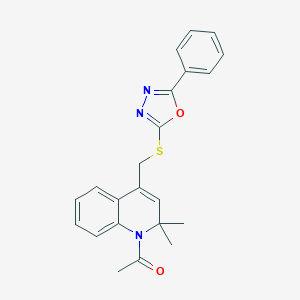 molecular formula C22H21N3O2S B215845 1-Acetyl-2,2-dimethyl-4-{[(5-phenyl-1,3,4-oxadiazol-2-yl)sulfanyl]methyl}-1,2-dihydroquinoline 