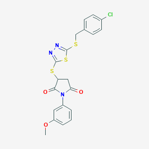 molecular formula C20H16ClN3O3S3 B215855 3-({5-[(4-Chlorobenzyl)sulfanyl]-1,3,4-thiadiazol-2-yl}sulfanyl)-1-(3-methoxyphenyl)-2,5-pyrrolidinedione 