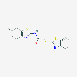 molecular formula C17H17N3OS3 B215861 2-(1,3-benzothiazol-2-ylsulfanyl)-N-(6-methyl-4,5,6,7-tetrahydro-1,3-benzothiazol-2-yl)acetamide 