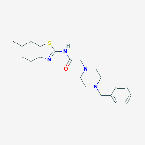 molecular formula C21H28N4OS B215872 2-(4-benzylpiperazin-1-yl)-N-(6-methyl-4,5,6,7-tetrahydro-1,3-benzothiazol-2-yl)acetamide 