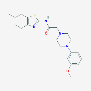 molecular formula C21H28N4O2S B215873 2-[4-(3-methoxyphenyl)piperazin-1-yl]-N-(6-methyl-4,5,6,7-tetrahydro-1,3-benzothiazol-2-yl)acetamide 