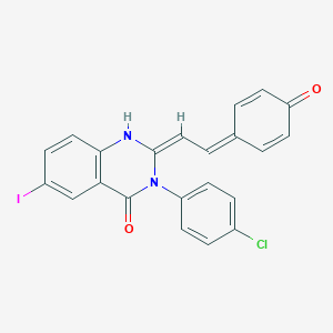 (2Z)-3-(4-chlorophenyl)-6-iodo-2-[2-(4-oxocyclohexa-2,5-dien-1-ylidene)ethylidene]-1H-quinazolin-4-one