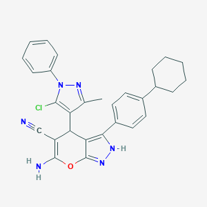 6-amino-4-(5-chloro-3-methyl-1-phenyl-1H-pyrazol-4-yl)-3-(4-cyclohexylphenyl)-1,4-dihydropyrano[2,3-c]pyrazole-5-carbonitrile