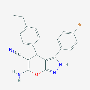 6-Amino-3-(4-bromophenyl)-4-(4-ethylphenyl)-1,4-dihydropyrano[2,3-c]pyrazole-5-carbonitrile