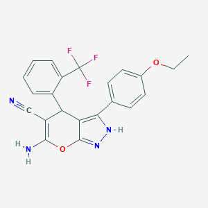 6-Amino-3-(4-ethoxyphenyl)-4-[2-(trifluoromethyl)phenyl]-1,4-dihydropyrano[2,3-c]pyrazole-5-carbonitrile