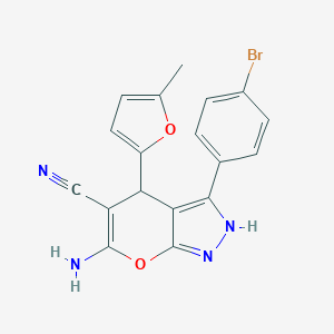 6-Amino-3-(4-bromophenyl)-4-(5-methyl-2-furyl)-1,4-dihydropyrano[2,3-c]pyrazole-5-carbonitrile