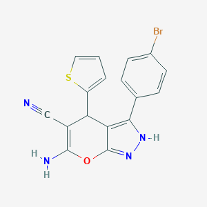 6-Amino-3-(4-bromophenyl)-4-(2-thienyl)-1,4-dihydropyrano[2,3-c]pyrazole-5-carbonitrile