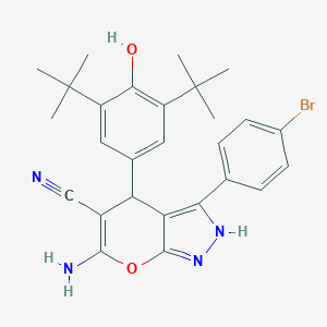 molecular formula C27H29BrN4O2 B215990 6-Amino-3-(4-bromophenyl)-4-(3,5-ditert-butyl-4-hydroxyphenyl)-1,4-dihydropyrano[2,3-c]pyrazole-5-carbonitrile 