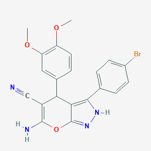 molecular formula C21H17BrN4O3 B215991 6-Amino-3-(4-bromophenyl)-4-(3,4-dimethoxyphenyl)-1,4-dihydropyrano[2,3-c]pyrazole-5-carbonitrile 