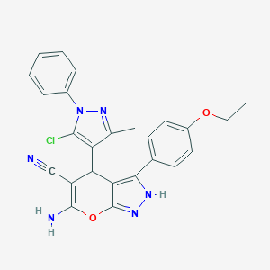 molecular formula C25H21ClN6O2 B215992 6-amino-4-(5-chloro-3-methyl-1-phenyl-1H-pyrazol-4-yl)-3-(4-ethoxyphenyl)-1,4-dihydropyrano[2,3-c]pyrazole-5-carbonitrile 